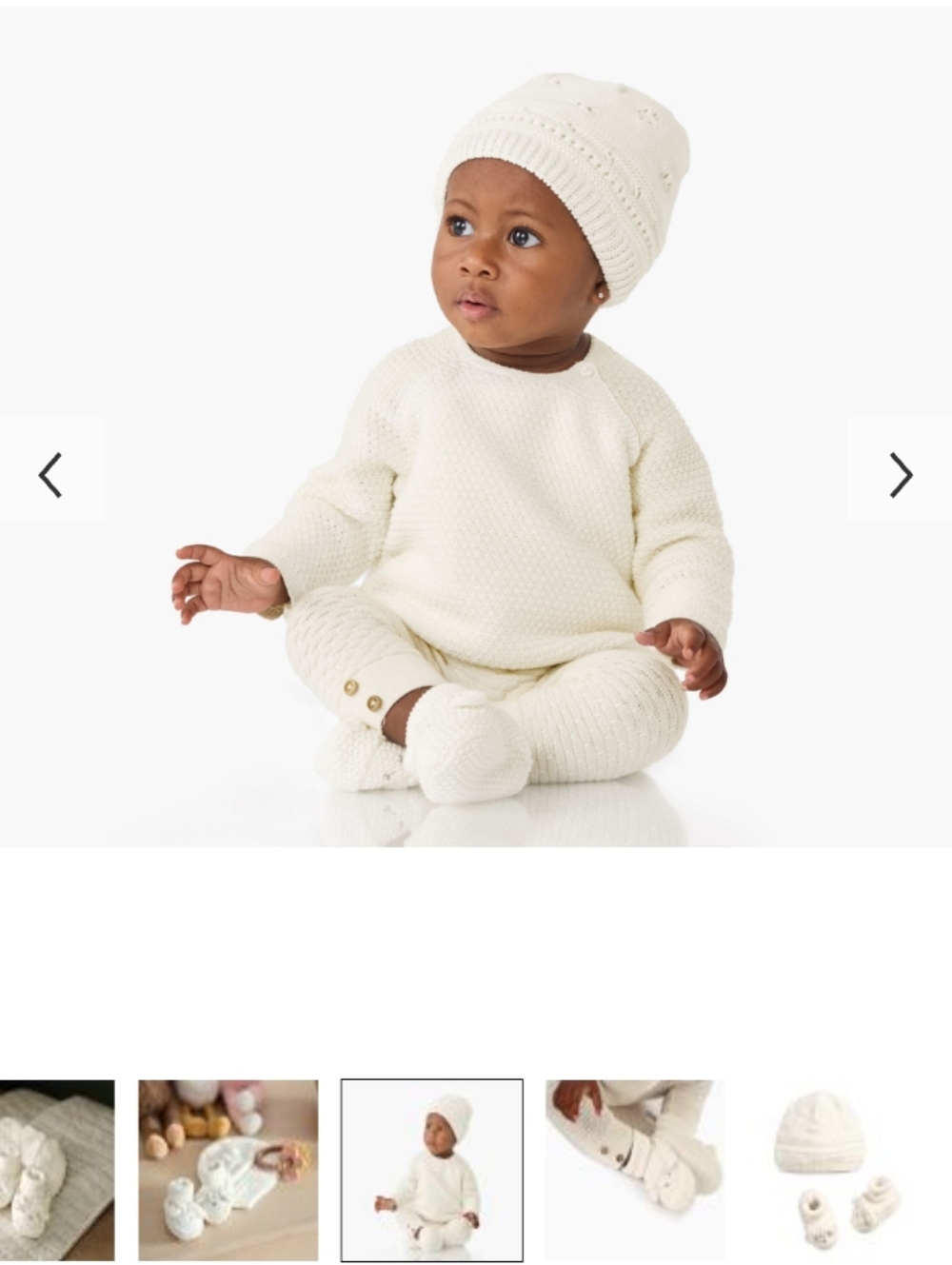NWT: POTTERY BARN KIDS; SHEEP ORGANIC HAT & BOOTIE SET, IVORY/CREAM, 3-6mo. - Picture 6 of 7